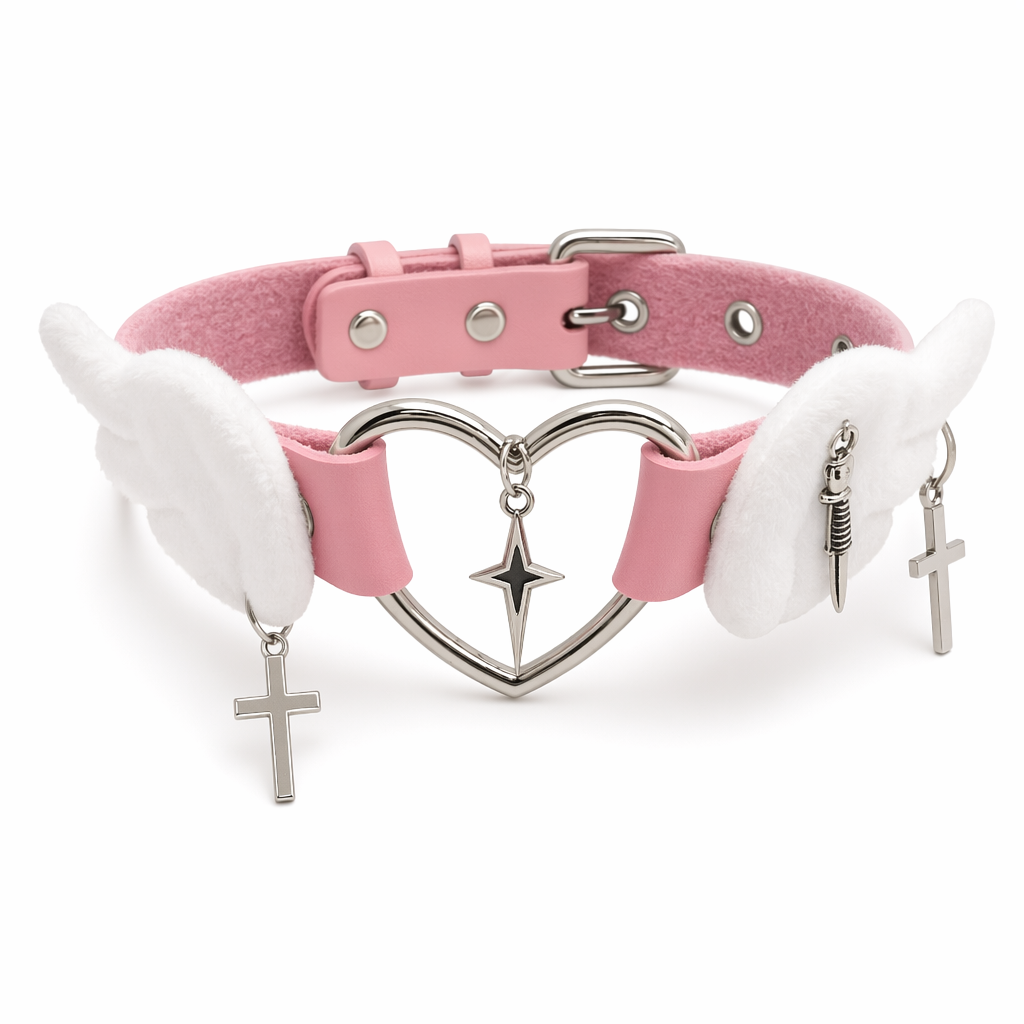 Menhera Lovecore Choker for Sweet and Edgy Style Pink