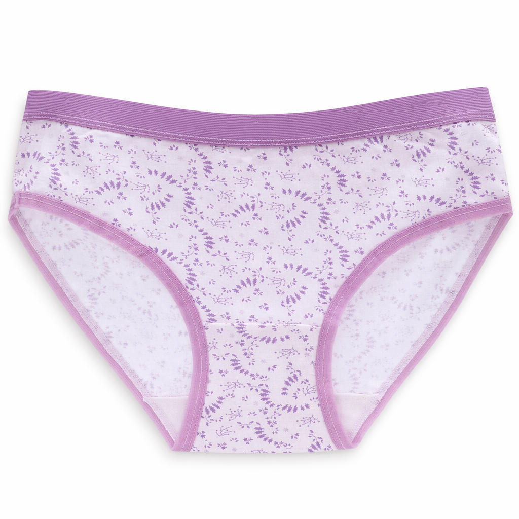 Classic Fit Panties in Adorable Patterns and Youthful Styles Purple Florals