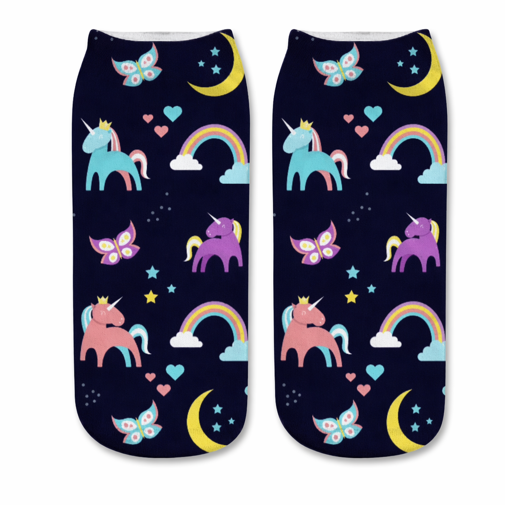 Magical Emoji Ankle Socks Inspired by Apple Unicorn Emoji Pastel Goth
