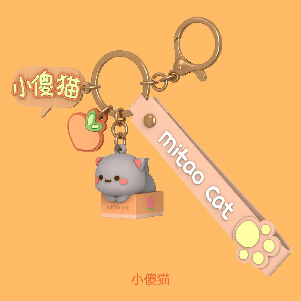 Peach & Goma Cat Keychains.