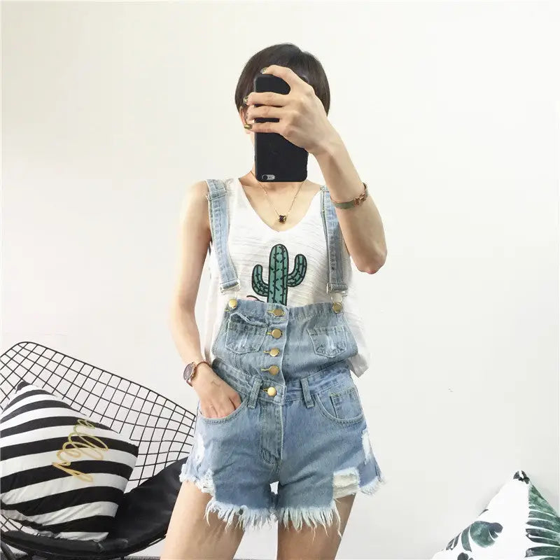 Acid Wash Distressed Dungarees with Size Chart for Pastel Pink Fashion - Shirt