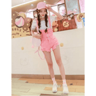 Acid Wash Distressed Dungarees with Size Chart for Pastel Pink Fashion - Cosparty