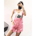Acid Wash Distressed Dungarees with Size Chart for Pastel Pink Fashion - Cosparty