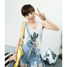 Acid Wash Distressed Dungarees with Size Chart for Pastel Pink Fashion - Cosparty