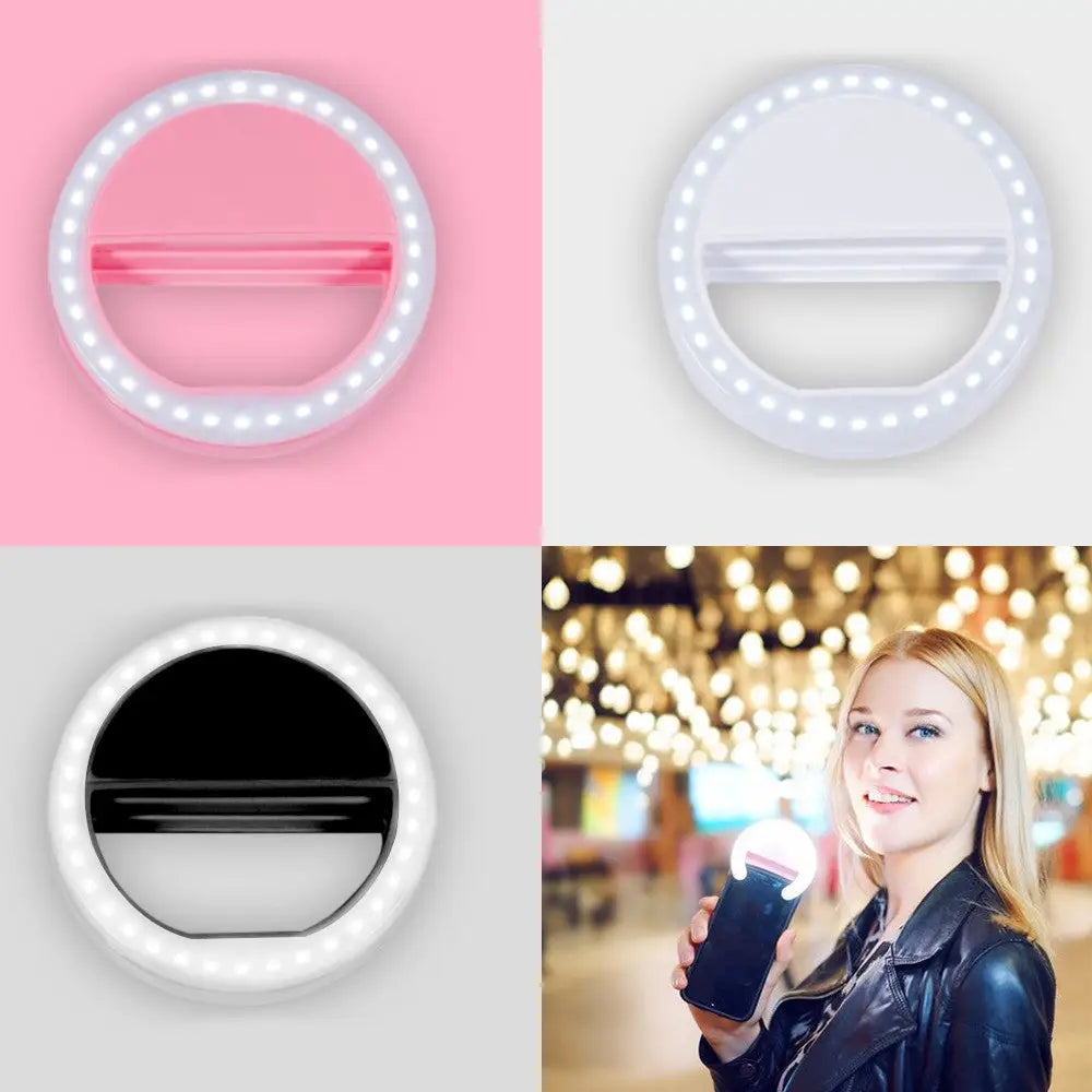 Adjustable and Dimmable Selfie Ring Light with Three Brightness Levels - light