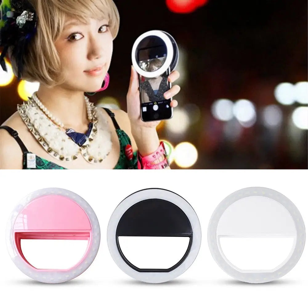 Adjustable and Dimmable Selfie Ring Light with Three Brightness Levels - light