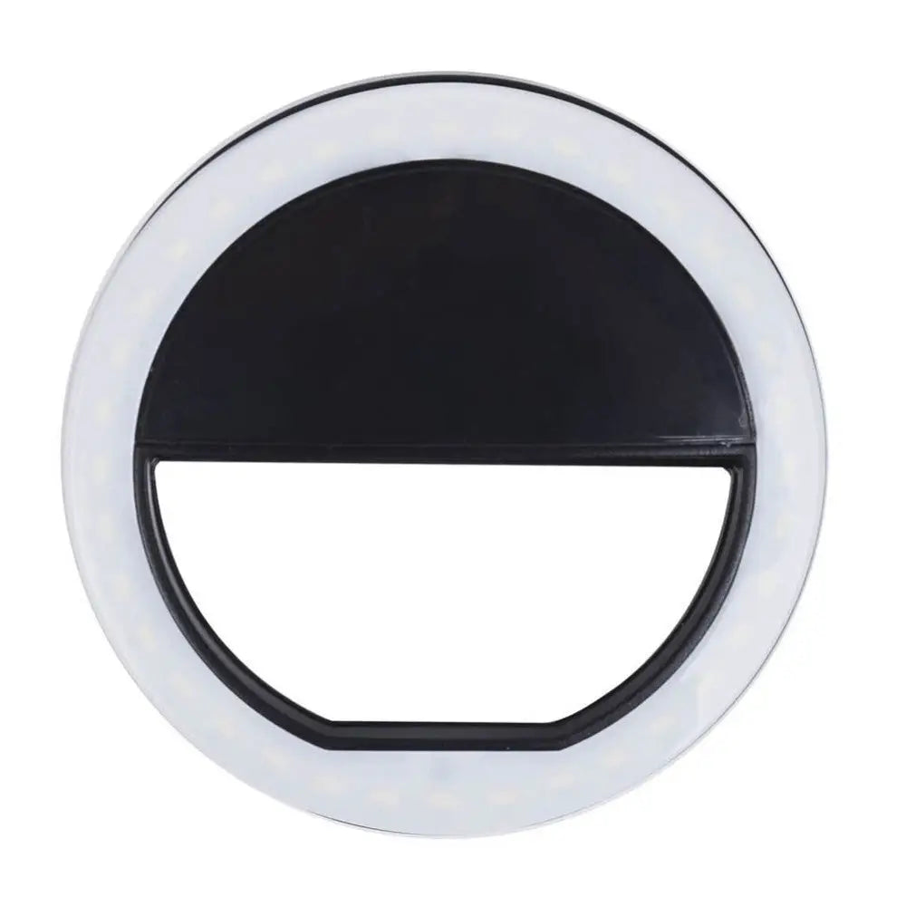 Adjustable and Dimmable Selfie Ring Light with Three Brightness Levels - Black - light