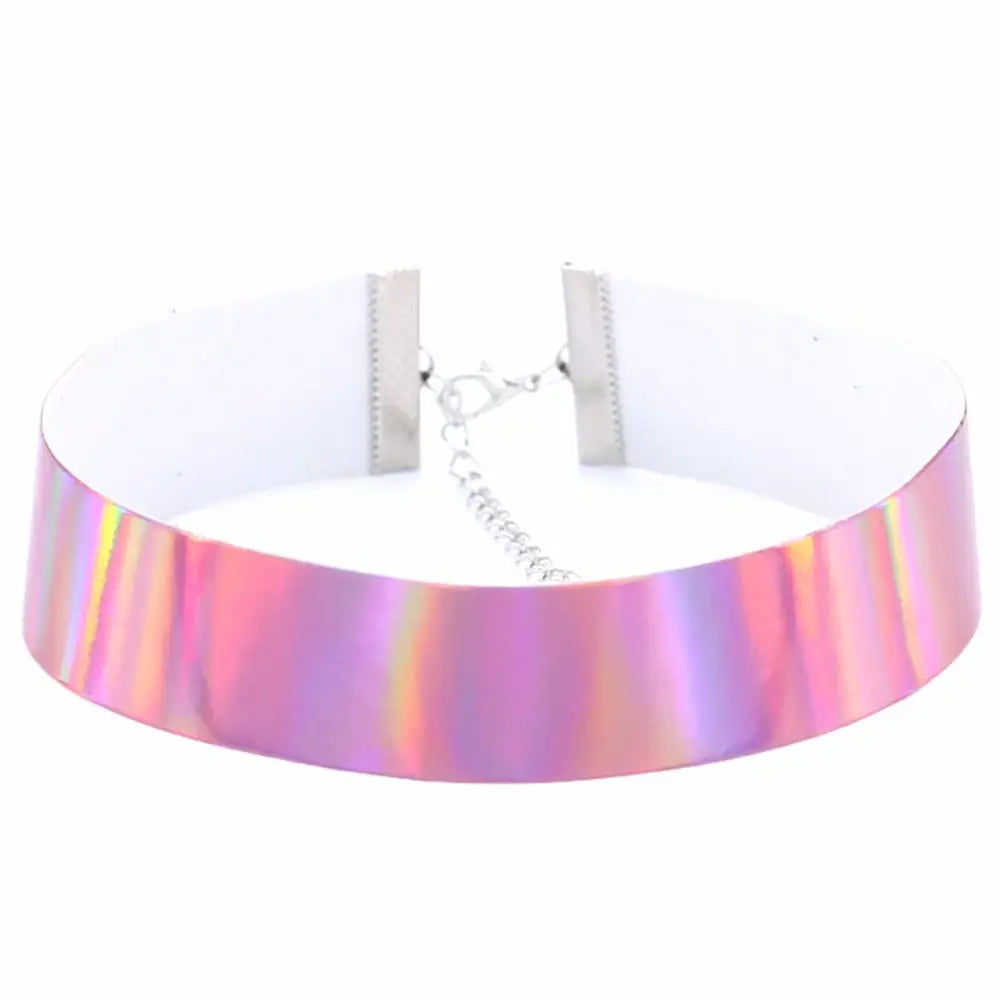 holographic k-pop j-pop choker necklace collar shiny metallic ball gaga harajuku japan fashion tumblr aesthetic by Cosparty