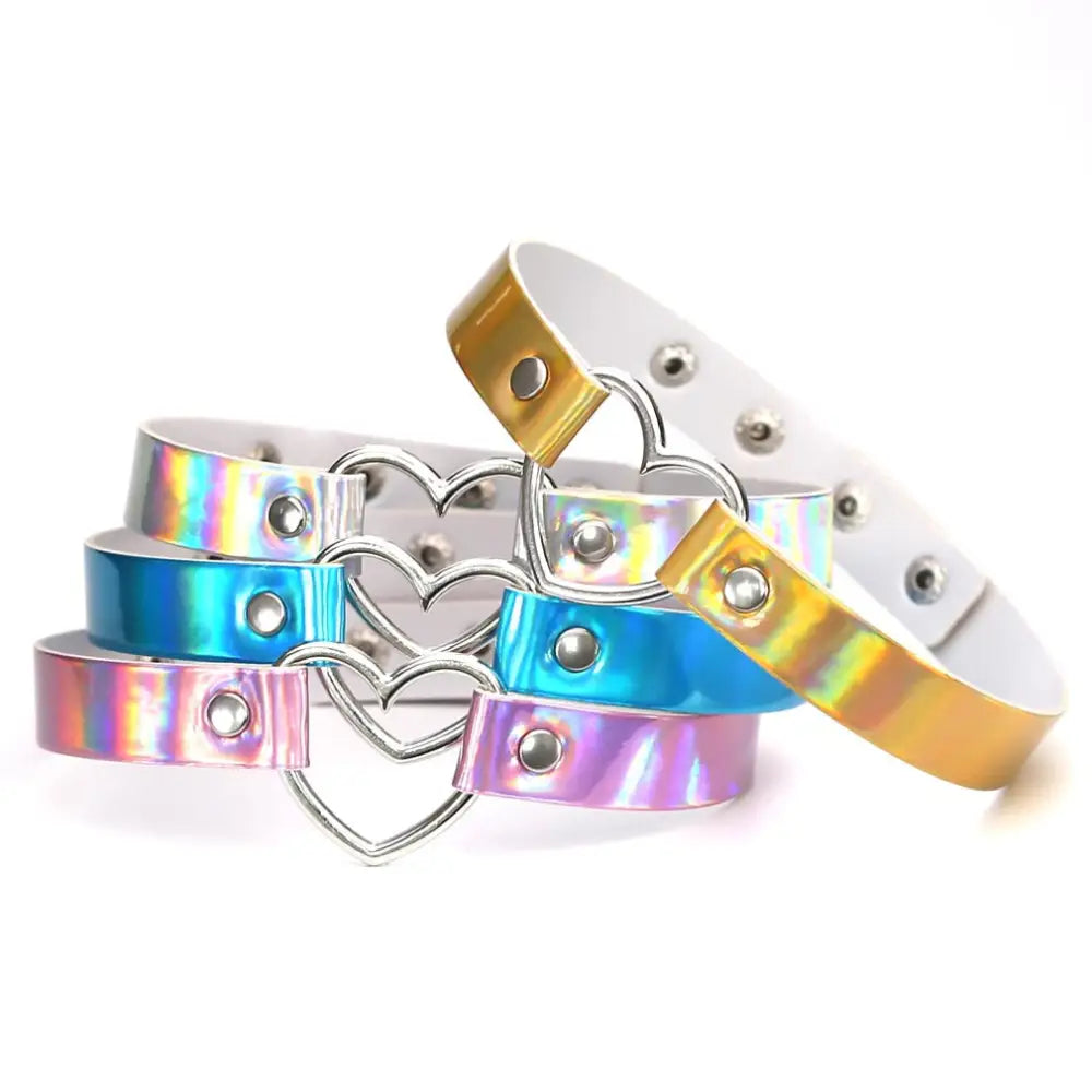 Adjustable Holographic Neck Choker in Various Styles and Colors - Accessories