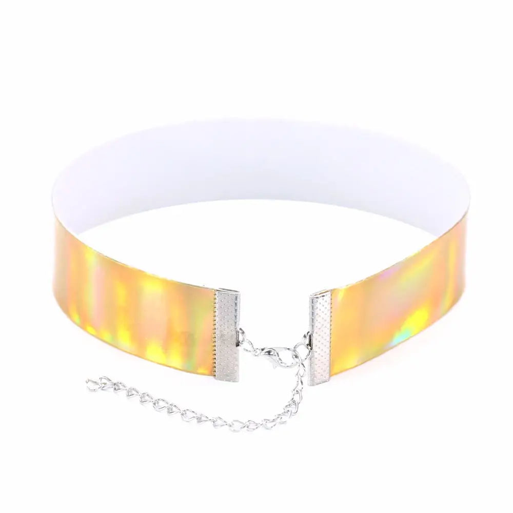 Adjustable Holographic Neck Choker in Various Styles and Colors - Accessories