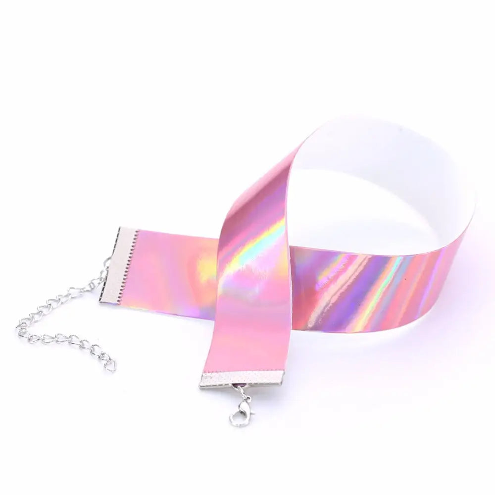 Adjustable Holographic Neck Choker in Various Styles and Colors - Accessories