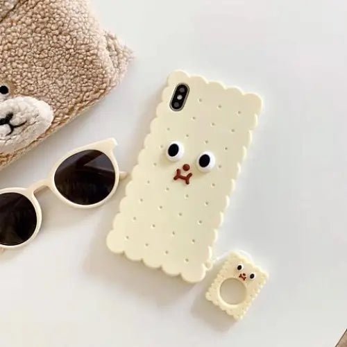 Adorable 3D Cookie Biscuit Phone Case in Brown and Beige Shades - Cosparty