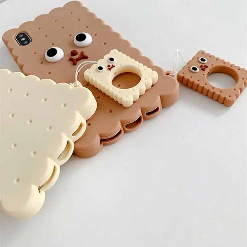 Adorable 3D Cookie Biscuit Phone Case in Brown and Beige Shades - Phone Case