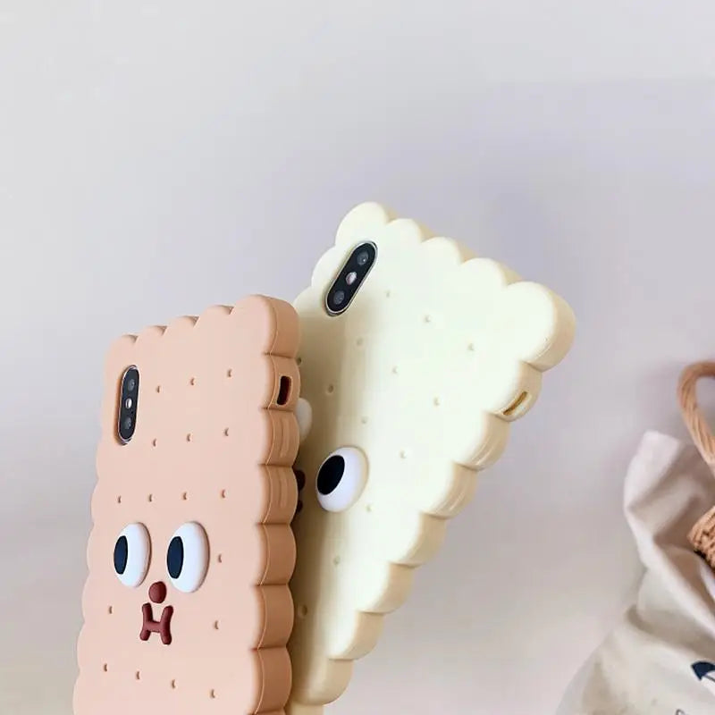 Adorable 3D Cookie Biscuit Phone Case in Brown and Beige Shades - Phone Case