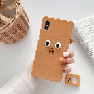 Adorable 3D Cookie Biscuit Phone Case in Brown and Beige Shades - Cosparty
