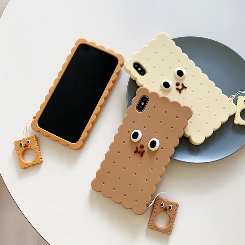 Adorable 3D Cookie Biscuit Phone Case in Brown and Beige Shades - Cosparty