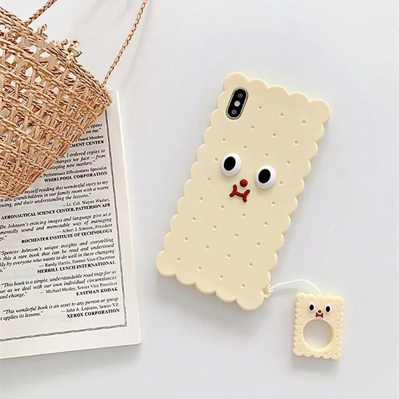 Adorable 3D Cookie Biscuit Phone Case in Brown and Beige Shades - Phone Case