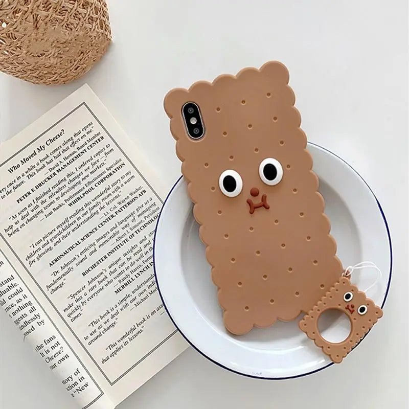 Adorable 3D Cookie Biscuit Phone Case in Brown and Beige Shades - Phone Case