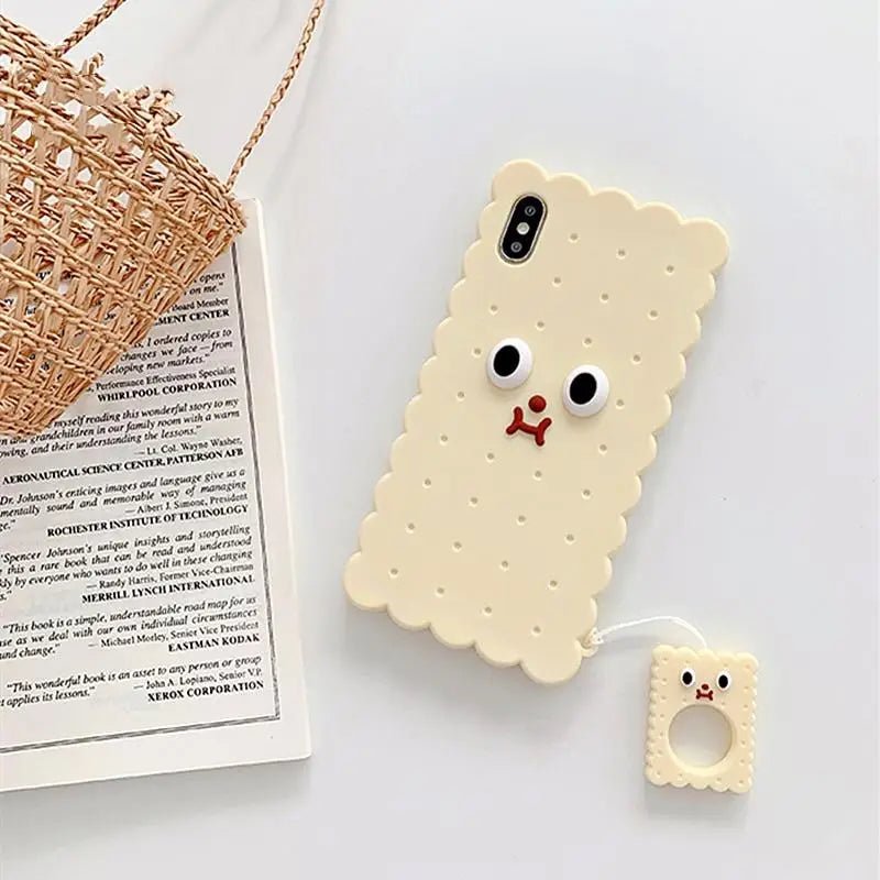 Adorable 3D Cookie Biscuit Phone Case in Brown and Beige Shades - Cosparty