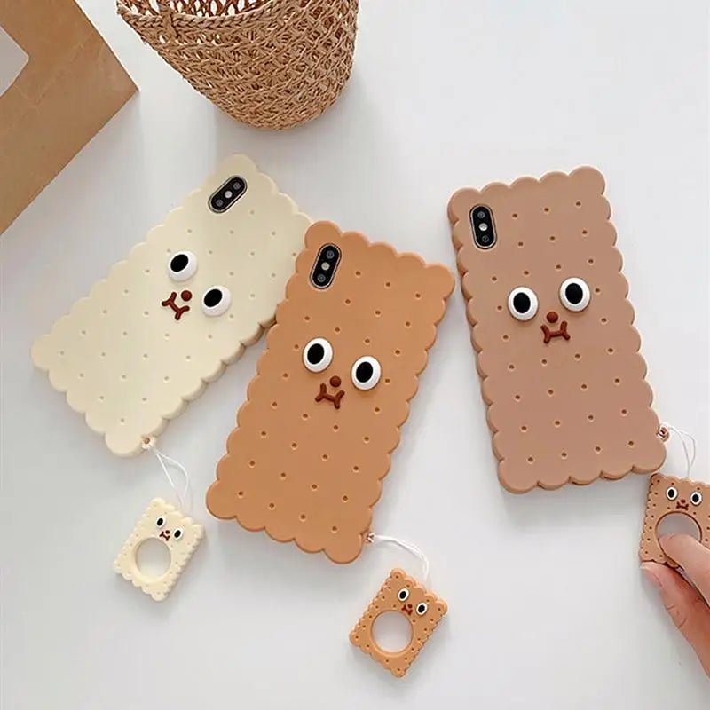 Adorable 3D Cookie Biscuit Phone Case in Brown and Beige Shades - Cosparty