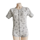 Grey Animal Button Up Onesie - S - bodysuit, bodysuits, boys, heart, jumpsuit