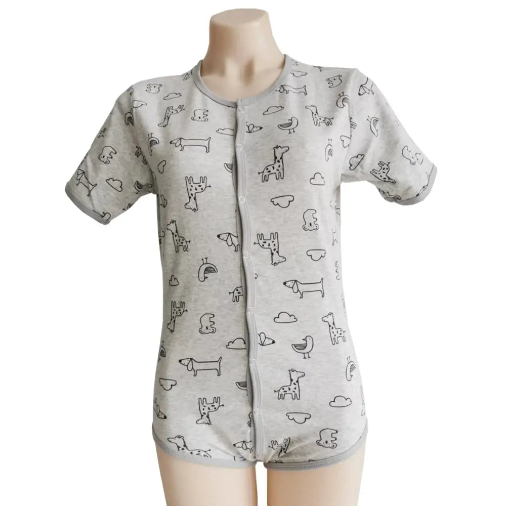 Adorable Animal Print Onesie in Soft Grey Now In Stock - onesie