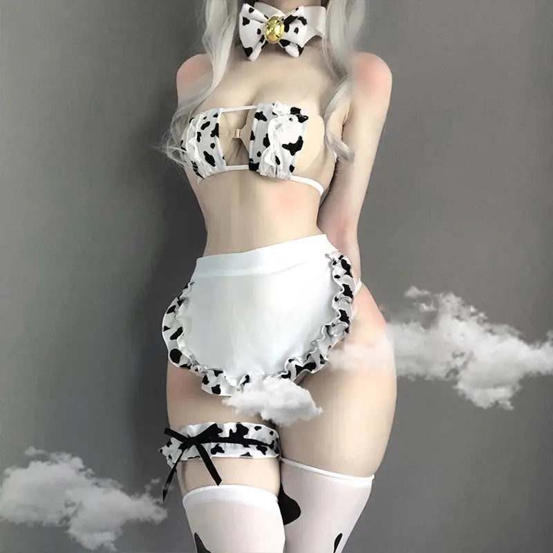 Adorable Baby Cow Lingerie Cosplay Set for Fun Dress-Up - shirt