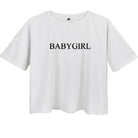 Kawaii Babygirl White Crop Top Cropped T-Shirt Short Sleeve Belly Shirt  Cute Little Space Fashion ABDL CGL