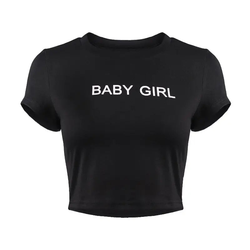 Adorable Baby Girl T-Shirt Crop Top for Summer Fun - Black / S - shirt