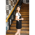 Adorable Black Jean Romper with Neko Cat Face Design - Cosparty