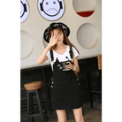 Adorable Black Jean Romper with Neko Cat Face Design - Cosparty