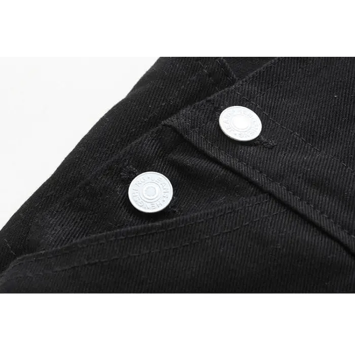 Adorable Black Jean Romper with Neko Cat Face Design - Cosparty