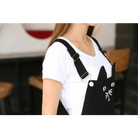 Adorable Black Jean Romper with Neko Cat Face Design - Cosparty