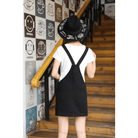 Adorable Black Jean Romper with Neko Cat Face Design - Cosparty