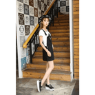 Adorable Black Jean Romper with Neko Cat Face Design - Cosparty