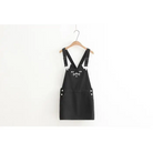 Adorable Black Jean Romper with Neko Cat Face Design - Dress