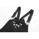 Adorable Black Jean Romper with Neko Cat Face Design - Cosparty