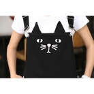 Adorable Black Jean Romper with Neko Cat Face Design - Cosparty
