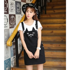 Black Neko Cat Suspender Dress Denim Jean Romper Jumper Overalls Coveralls Kawaii Harajuku Fashion Plus Size