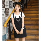 Adorable Black Jean Romper with Neko Cat Face Design - Cosparty
