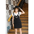 Adorable Black Jean Romper with Neko Cat Face Design - Cosparty