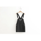 Adorable Black Jean Romper with Neko Cat Face Design - Cosparty