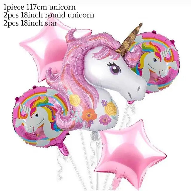 Adorable Blow Up Unicorn Balloon for Celebrations and Decor - 5pcs Unicorn Balloon Set - balloon