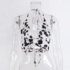 Adorable Cow Print Crop Top with O Ring Design - shirt