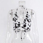 Adorable Cow Print Crop Top with O Ring Design - Cosparty