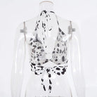 Adorable Cow Print Crop Top with O Ring Design - Cosparty