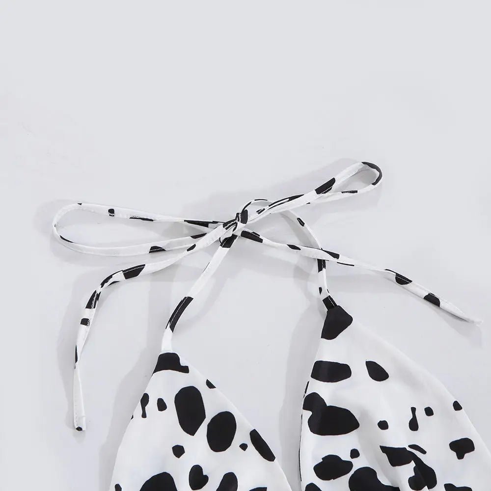 Adorable Cow Print Crop Top with O Ring Design - Cosparty