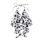 Adorable Cow Print Crop Top with O Ring Design - shirt