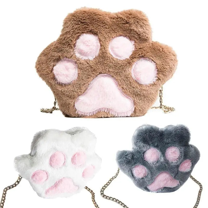 Adorable Furry Kitty Cat Paw Handbag in Vegan Fur - bags