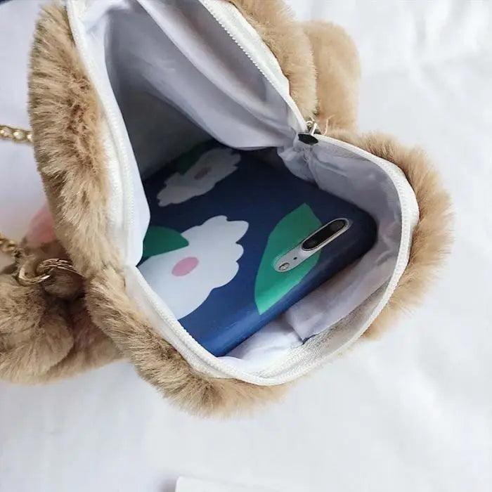 Adorable Furry Kitty Cat Paw Handbag in Vegan Fur - bags